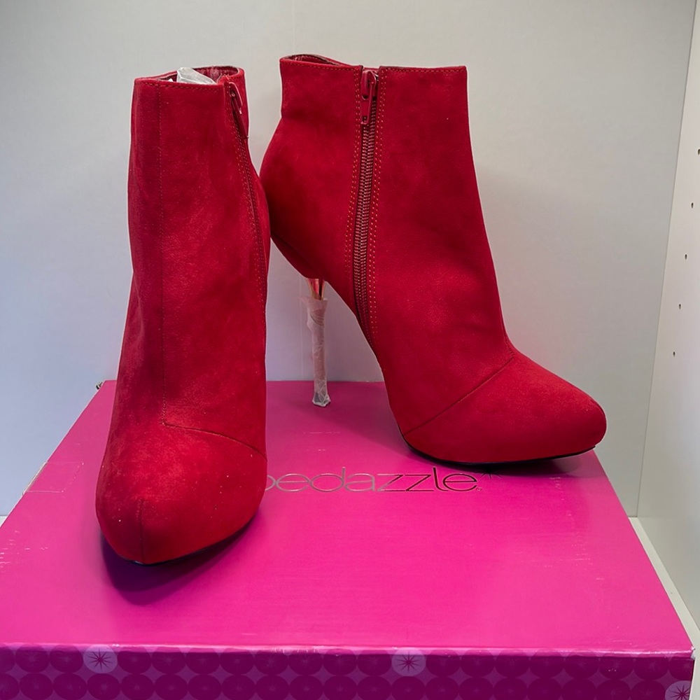 Shoe Dazzle Parisa Stiletto Red Ankle Boot Size 9
